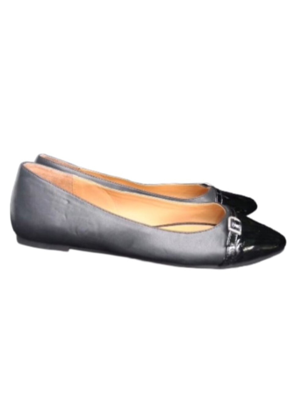 Kelly & Katie Patent Pointed Toe Ballet Flats with Buckle Accent, Size 10